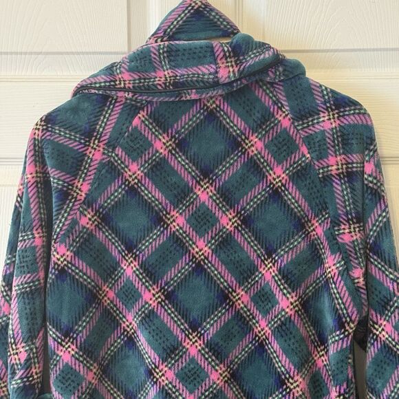 Victoria’s Secret Plush Fleece Short Robe Teal Pink Plaid XS/S Excellent - Picture 5 of 10
